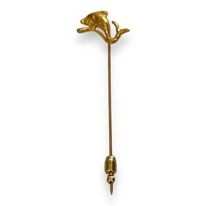 Vintage HMA Gold Plated Dolphin Fish Hat Stick Pin